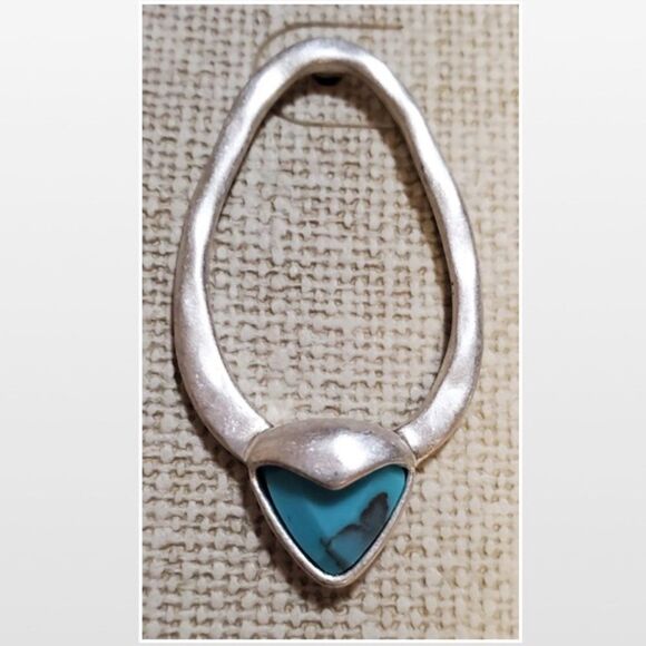 New Bella Uno Earrings Womens Jewelry Silver Ovel Blue Turquoise Stone NWT - Picture 3 of 15